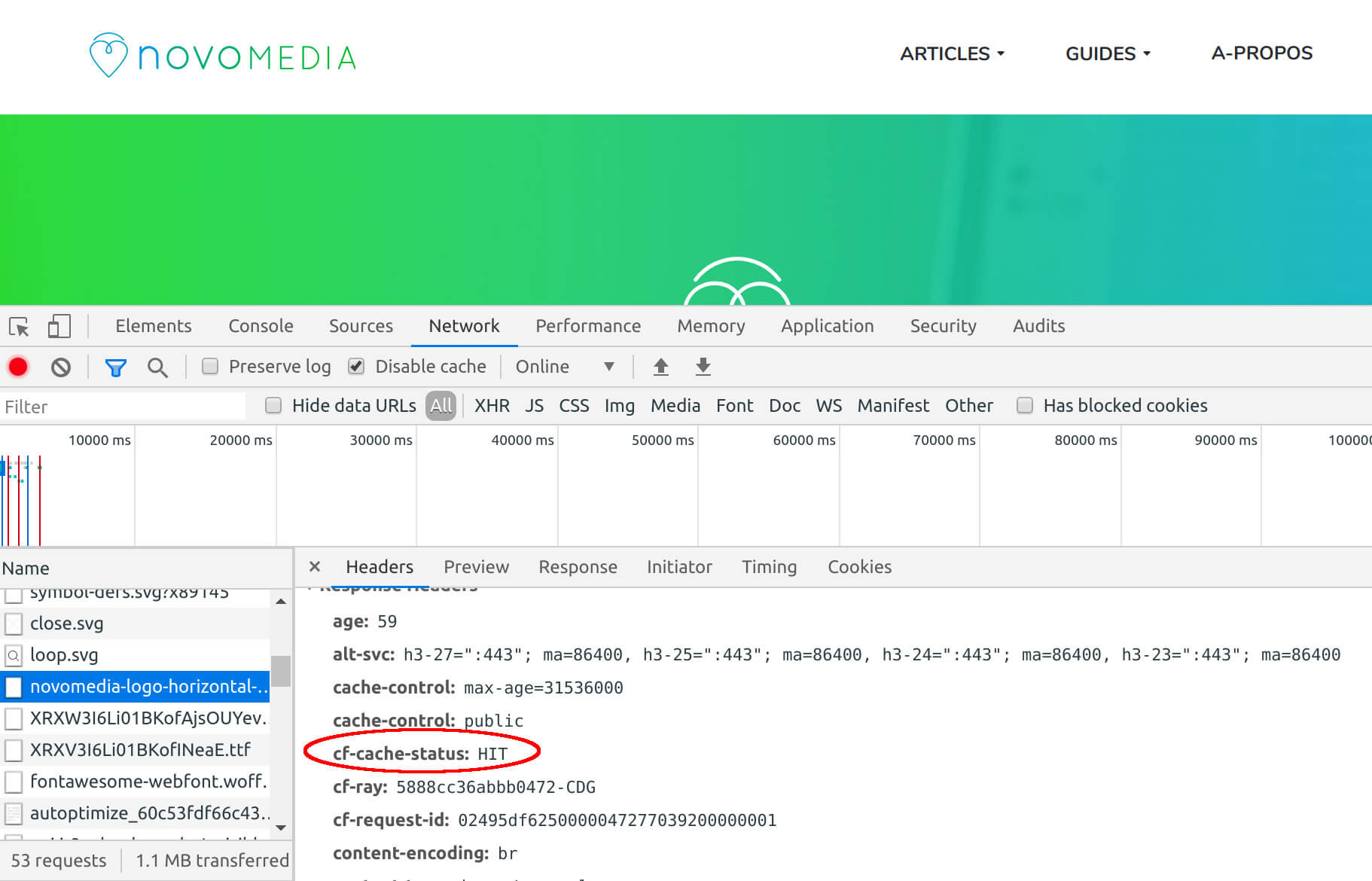 le header cf cache status