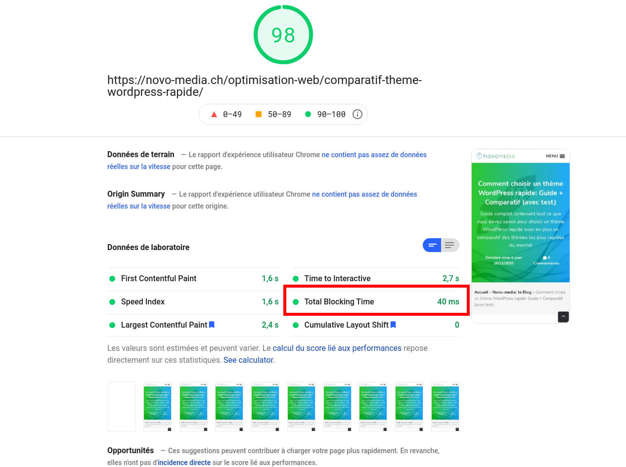 total blocking time page speed insights